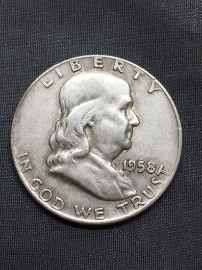 1958-D United States Franklin Half Dollar - 90% Silver Coin - 0.361 ASW