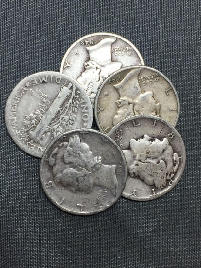 Random Date Mercury Dime - 90% Silver Coins (TIMES THE BID)