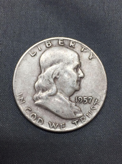 1957-D United States Franklin Half Dollar - 90% Silver Coin - 0.361 ASW