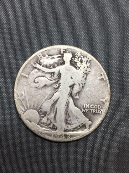 1942-D United States Walking Liberty Half Dollar - 90% Silver Coin - 0.361 ASW