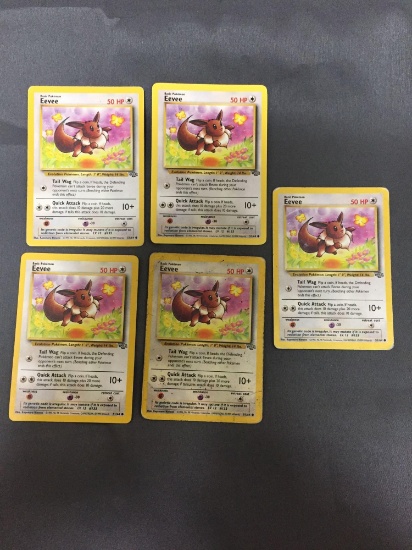 ORIGINAL EEVEE POKEMON CARD X5 - Eeveelution Starter RARE - 51/64 Jungle Common