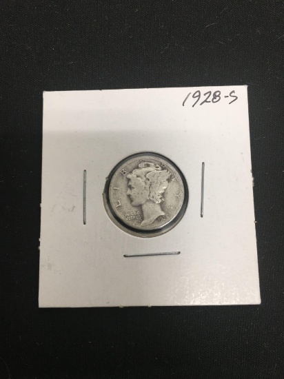 1928-S United States Mercury Silver Dime - 90% Silver Coin from Estate