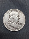 1957-D United States Franklin Half Dollar - 90% Silver Coin - 0.361 ASW