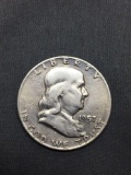 1957-D United States Franklin Half Dollar - 90% Silver Coin - 0.361 ASW