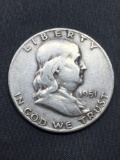 1951-D United States Franklin Half Dollar - 90% Silver Coin - 0.361 ASW