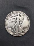 1939 United States Walking Liberty Half Dollar - 90% Silver Coin - 0.361 ASW