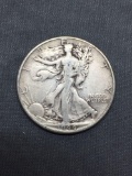 1944 United States Walking Liberty Half Dollar - 90% Silver Coin - 0.361 ASW