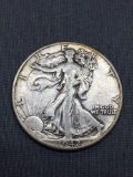 1942 United States Walking Liberty Half Dollar - 90% Silver Coin - 0.361 ASW