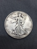 1937 United States Walking Liberty Half Dollar - 90% Silver Coin - 0.361 ASW