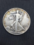 1938 United States Walking Liberty Half Dollar - 90% Silver Coin - 0.361 ASW