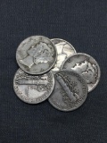 Random Date US Mercury Dime from DISCOVERED SAFE ROLL - 90% Silver - TIMES THE MONEY