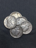 Random Date US Mercury Dime from DISCOVERED SAFE ROLL - 90% Silver - TIMES THE MONEY