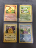 Incredible Lot of 4 SHADOWLESS BASE SET Pokemon Starters - Pikachu Charmander Squirtle Bulbasaur