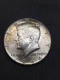 1964 United States Kennedy Half Dollar - 90% Silver Coin - 0.361 ASW