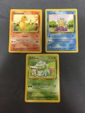 Lot of 3 BASE SET Pokemon Starters - Charmander Squirtle Bulbasaur