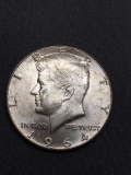 1964 United States Kennedy Half Dollar - 90% Silver Coin - 0.361 ASW