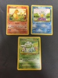 Lot of 3 BASE SET Pokemon Starters - Charmander Squirtle Bulbasaur