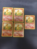 5 Count Lot of CHARMANDER Base Set Fire Starter Pokemon Cards 46/102 Common