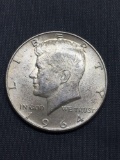 1964 United States Kennedy Half Dollar - 90% Silver Coin - 0.361 ASW