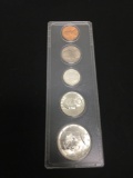 1964 United States Uncirculated Coin Set with 90% Silver Kennedy Half Dollar, Silver Quarter, Silver