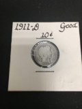 1911-D United States Barber Silver Dime - 90% Silver Coin from Estate