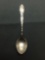 Floral Filigree Decorated Signed Designer 4.5in Long 1in Wide Sterling Silver Collectible Spoon