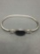 Oval 18x13mm Onyx Cabochon Center Old Pawn Mexico Sterling Silver Shepard's Hook Bangle Bracelet