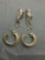 Lot of Two Silver-Tone Fashion Alloy Pairs of Earrings, One 30mm Diameter Hoops & One 45mm Long