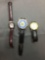 Lot of Three Stainless Steel Watches w/ Leather Straps, One Jeff Gordon Motif, One Etienne Aigner &