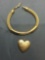 Lot of Two Fashion Gold-Tone Alloy Jewelry, One Textured 24x24mm Heart Pendant & One 7in Long Mesh