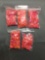 Lot of Five Poly Bags of Dyed Pinkish Orange Various Size & Style Loose Beads