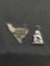 Lot of Two Sterling Silver Charms, One North Face of Mountain & One State of Virginia