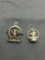 Lot of Two Sterling Silver Charms, One Military Eagle Crest & One Crown