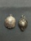 Lot of Two Sterling Silver Charms, One Aztec Symbol & One Fruit