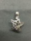 Starfish Accented 23mm Long 15mm Wide Sterling Silver Cage Pendant for a Round 6 mm Bead