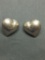 Hand-Engraved 20x16x5mm Puffy Heart Thai Made Pair of Sterling Silver Button Earrings