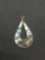 Teardrop Shaped Abalone Inlaid 30mm Long 17mm Wide Sterling Silver Pendant