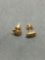 Rough 8x6mm Oval 14kt Gold Nugget Design Pair of Stud Earrings