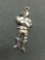 Knight in Armor w/ Heart Motif Dancing Design 37mm Long Sterling Silver Pendant