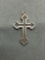 Rustic Antique Finished 21mm Long 15mm Wide Sterling Silver Cross Pendant