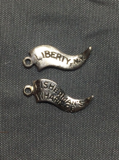 Lot of Two Pennant Motif Sterling Silver Charms