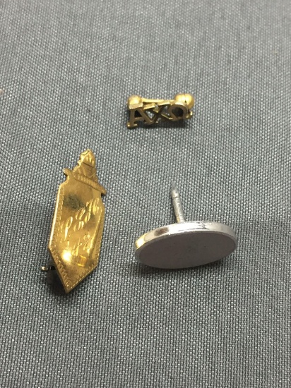 Lot of Three Various Size Commemorative Sterling Silver Pins, Two Gold-Tone & One Silver