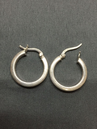 High Polished 20mm Diameter 2.5mm Wide Pair of Signed Designer Sterling Silver Hoop Earrings