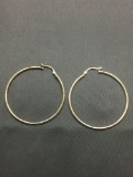 High Polished 47mm Diameter 2mm Wide Pair of Sterling Silver Hoop Earrings