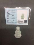 Asian Hand-Carved Buddha Green Jade Figurine 43mm Long 27mm Wide w/ Certificate