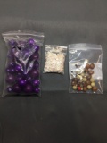 Lot of Three Poly Bags of Various Size & Style Loose Beads