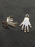Lot of Two Sterling Silver Charms, One Hand & One Kokopelli