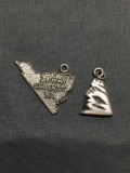Lot of Two Sterling Silver Charms, One North Face of Mountain & One State of Virginia