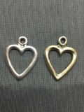 Lot of Two Sterling Silver Charms, Matched Ribbon Hearts