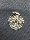 Hammer Finished 20mm Diameter Handmade Spiral Design Sterling Silver Pendant